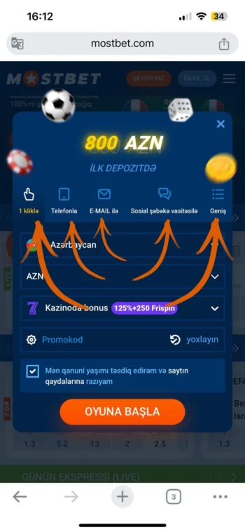 Ekranın yuxarı sağ küncündə narıncı qeydiyyat düyməsini basın, addım 2